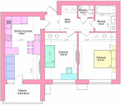 2-кімнатна 60.9 м² в ЖК Vesna від 20 400 грн/м², Запоріжжя