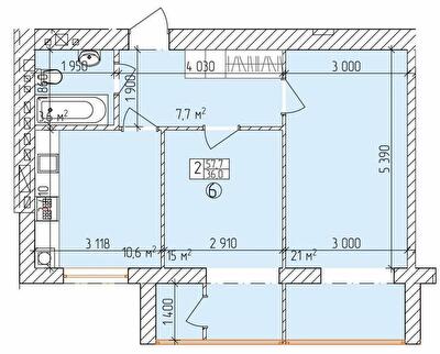 1-кімнатна 57.7 м² в ЖК Дубовий Гай від 18 500 грн/м², Запоріжжя
