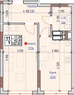 1-комнатная 42.4 м² в ЖК NEXT от 25 000 грн/м², пгт Чабаны