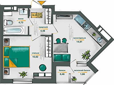 1-комнатная 41.86 м² в ЖК Сырецкие сады от 41 819 грн/м², Киев
