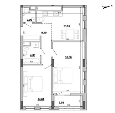 2-комнатная 66.87 м² в ЖК Містечко Підзамче от 25 455 грн/м², Львов