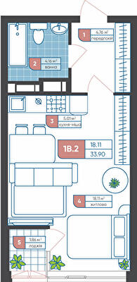 1-комнатная 33.9 м² в ЖК Академ-Квартал от 48 140 грн/м², Киев
