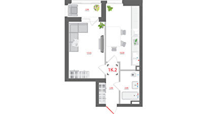1-кімнатна 46.63 м² в ЖК CITY HUB від 62 639 грн/м², Київ