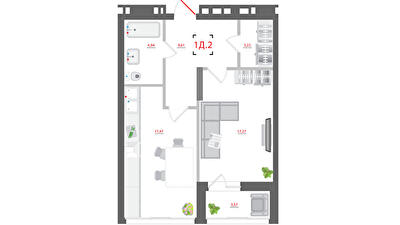 1-кімнатна 56.08 м² в ЖК CITY HUB від 55 521 грн/м², Київ