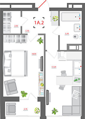1-кімнатна 56.36 м² в ЖК CITY HUB від 51 057 грн/м², Київ