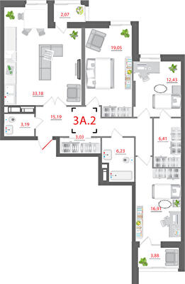 3-кімнатна 121.54 м² в ЖК CITY HUB від 46 872 грн/м², Київ