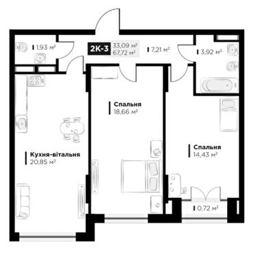 2-кімнатна 67.72 м² в ЖК Life Story від 44 589 грн/м², Київ