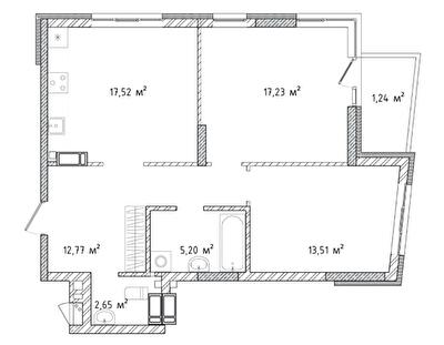 2-кімнатна 70.12 м² в ЖК Krona Park II від 22 844 грн/м², м. Бровари
