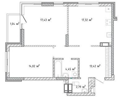 2-кімнатна 70.47 м² в ЖК Krona Park II від 22 844 грн/м², м. Бровари