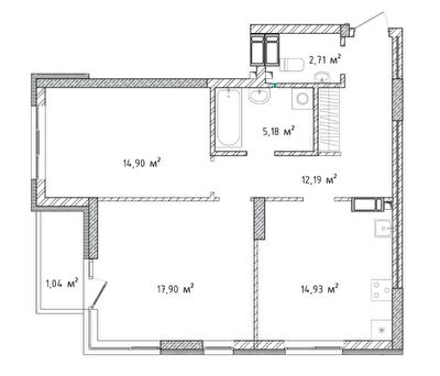 2-кімнатна 68.85 м² в ЖК Krona Park II від 22 844 грн/м², м. Бровари