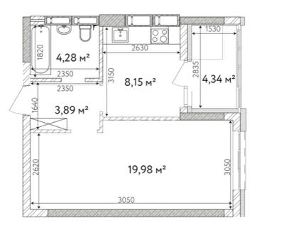 1-кімнатна 40.64 м² в ЖК Krona Park II від 24 500 грн/м², м. Бровари