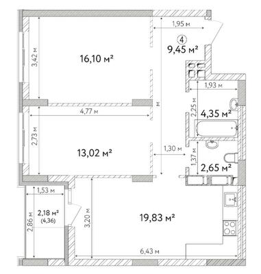 2-кімнатна 67.58 м² в ЖК Krona Park II від 24 500 грн/м², м. Бровари