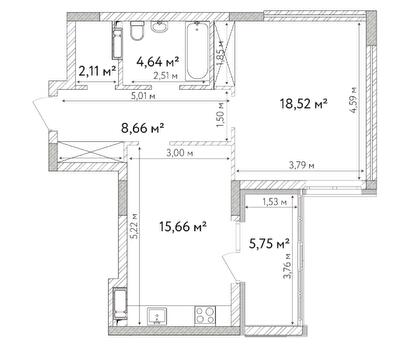 1-кімнатна 55.34 м² в ЖК Krona Park II від 24 500 грн/м², м. Бровари