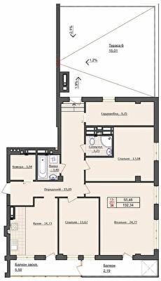3-кімнатна 132.34 м² в ЖК Щастя від 18 000 грн/м², Тернопіль