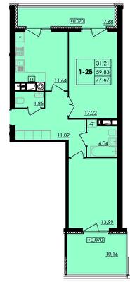 2-комнатная 77.67 м² в ЖК City Park от 19 500 грн/м², Черкассы