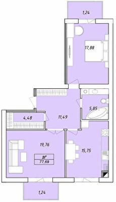 2-комнатная 77.69 м² в ЖК Елецкий от 27 000 грн/м², Чернигов