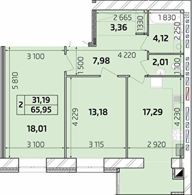 2-кімнатна 65.95 м² в ЖК Масани Панорама від 16 500 грн/м², Чернігів