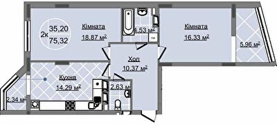 2-комнатная 75.32 м² в ЖК Imperial Park Avenue от застройщика, Черновцы