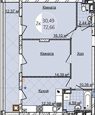2-комнатная 72.66 м² в ЖК Imperial Park Avenue от застройщика, Черновцы