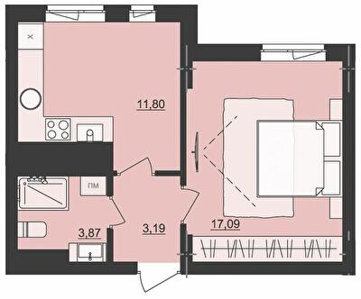 1-комнатная 35.95 м² в ЖК Киевский от 20 950 грн/м², Черновцы