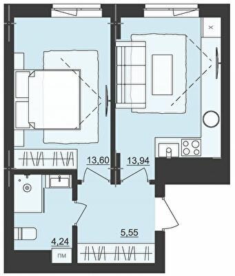 1-комнатная 37.33 м² в ЖК Киевский от 20 950 грн/м², Черновцы