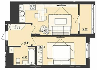1-комнатная 45.7 м² в ЖК Киевский от 20 950 грн/м², Черновцы