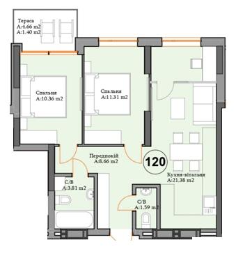 2-кімнатна 58.51 м² в ЖК River Plaza від 27 000 грн/м², м. Вишгород