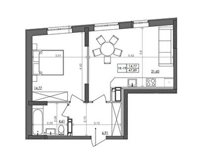 1-кімнатна 46.5 м² в ЖК Svitlo Park від 31 781 грн/м², Київ