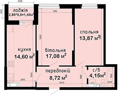 2-кімнатна 59.85 м² в ЖК Авеню 42 від 55 000 грн/м², Київ