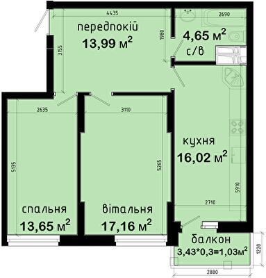 2-кімнатна 66.5 м² в ЖК Авеню 42 від 53 000 грн/м², Київ