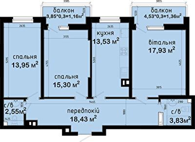 Трикімнатні в ЖК Авеню 42