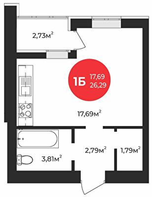 1-кімнатна 26.29 м² в ЖК Молодість від 24 650 грн/м², м. Ірпінь
