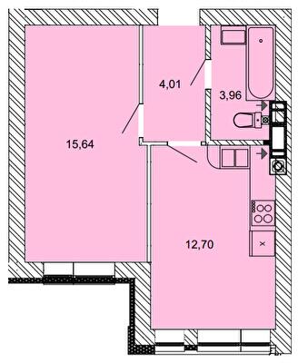 1-кімнатна 36.31 м² в ЖК Найкращий квартал від 28 000 грн/м², м. Ірпінь