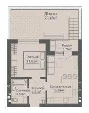 1-кімнатна 37.43 м² в КБ Brickwood від 18 500 грн/м², смт Гостомель