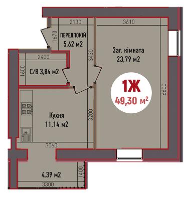 1-кімнатна 49.3 м² в ЖК Покровський від 21 350 грн/м², смт Гостомель