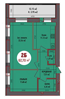 2-кімнатна 62.7 м² в ЖК Покровський від 19 400 грн/м², смт Гостомель