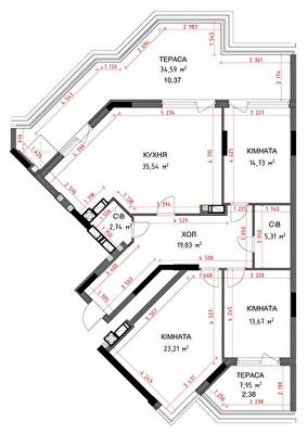 3-кімнатна 127.78 м² в ЖК На Прорізній 2 від 35 000 грн/м², смт Гостомель
