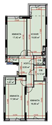 3-кімнатна 90.61 м² в ЖК На Прорізній 2 від 24 700 грн/м², смт Гостомель