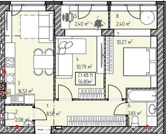 2-кімнатна 56.8 м² в ЖК Гостомельські Липки-5 від 18 000 грн/м², смт Гостомель