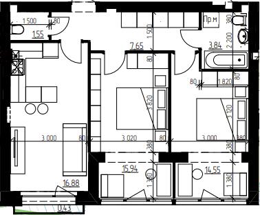 2-кімнатна 60.86 м² в ЖК Гостомельські Липки-5 від 18 500 грн/м², смт Гостомель
