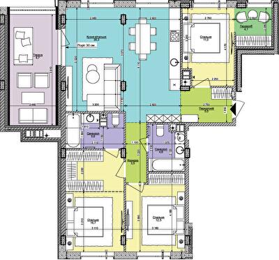 3-кімнатна 103 м² в ЖК Respublika від 65 400 грн/м², Київ