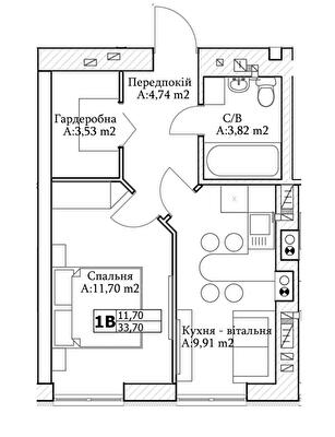 1-кімнатна 33.7 м² в ЖК GL Club від 25 100 грн/м², м. Ірпінь