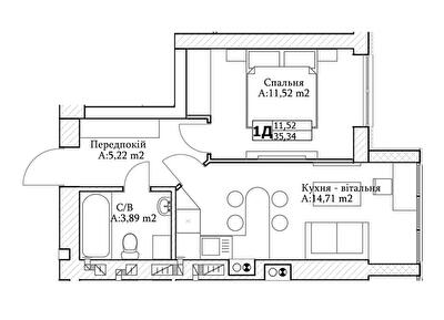 1-кімнатна 35.34 м² в ЖК GL Club від 25 100 грн/м², м. Ірпінь
