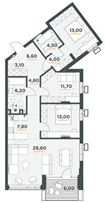 3-кімнатна 107.3 м² в ЖК 31 від 42 000 грн/м², Київ