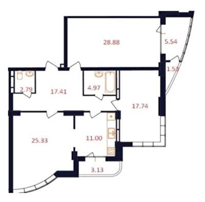 3-кімнатна 115.04 м² в ЖК The First House від 27 000 грн/м², Київ