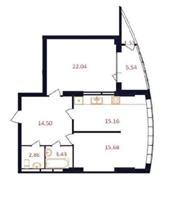 2-кімнатна 79.55 м² в ЖК The First House від 27 800 грн/м², Київ