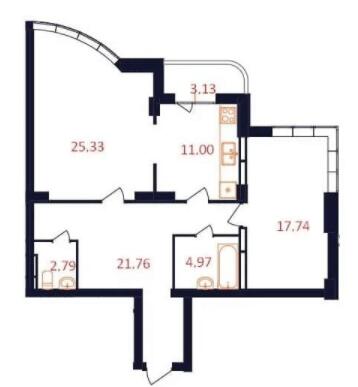 2-кімнатна 84.52 м² в ЖК The First House від 27 800 грн/м², Київ