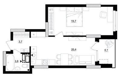 1-комнатная 49.7 м² в ЖК Kub29 от 40 400 грн/м², Киев