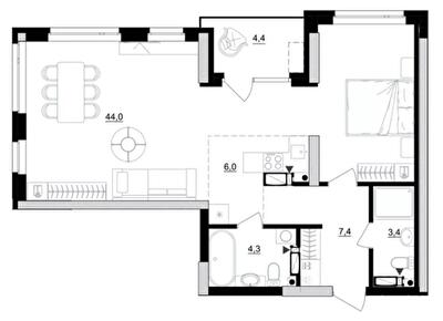 1-комнатная 67.3 м² в ЖК Kub29 от 40 400 грн/м², Киев