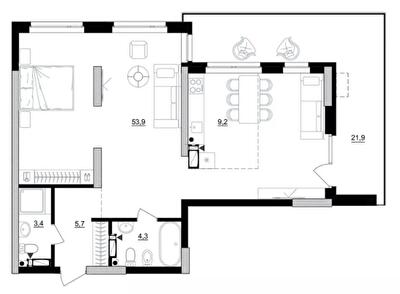 1-комнатная 87.5 м² в ЖК Kub29 от 40 400 грн/м², Киев